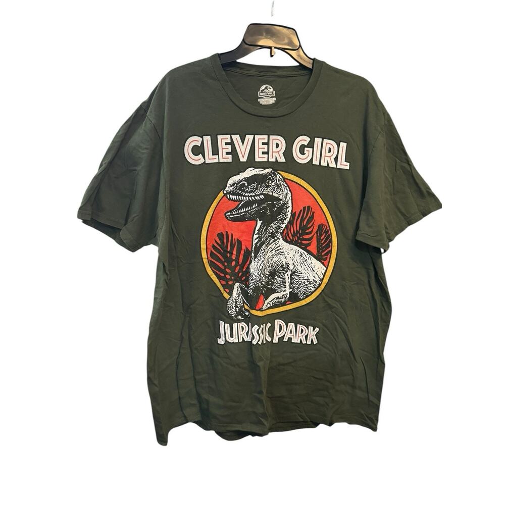Jurassic Park Clever Girl Mens Green Graphic T Shirt Size Large